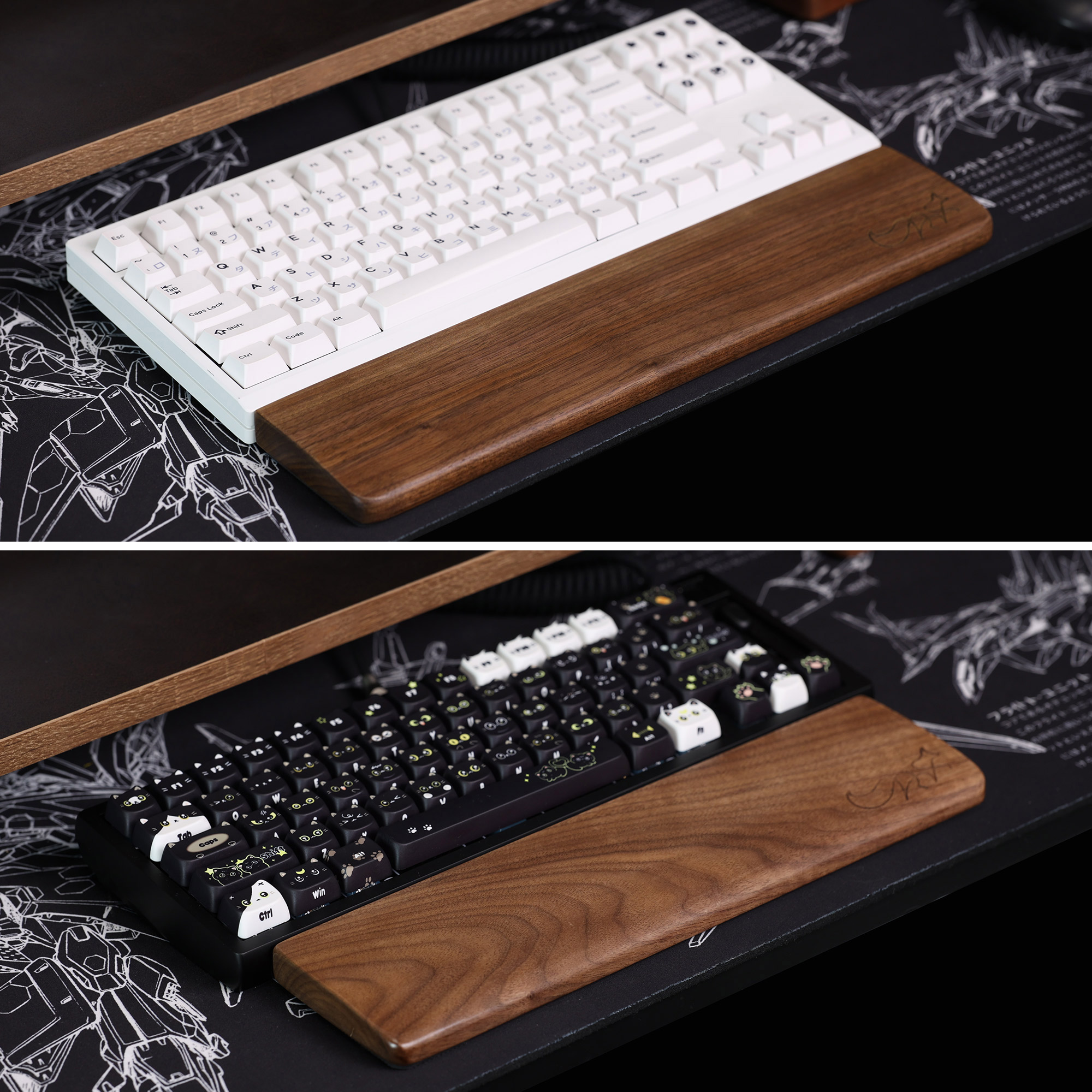 Walnut Wooden Mechanical Keyboard Wrist Rest with Anti-Slip Mat Ergonomic Gaming Desk Wrist Pad Support 60 75 80Keys Hand Pad