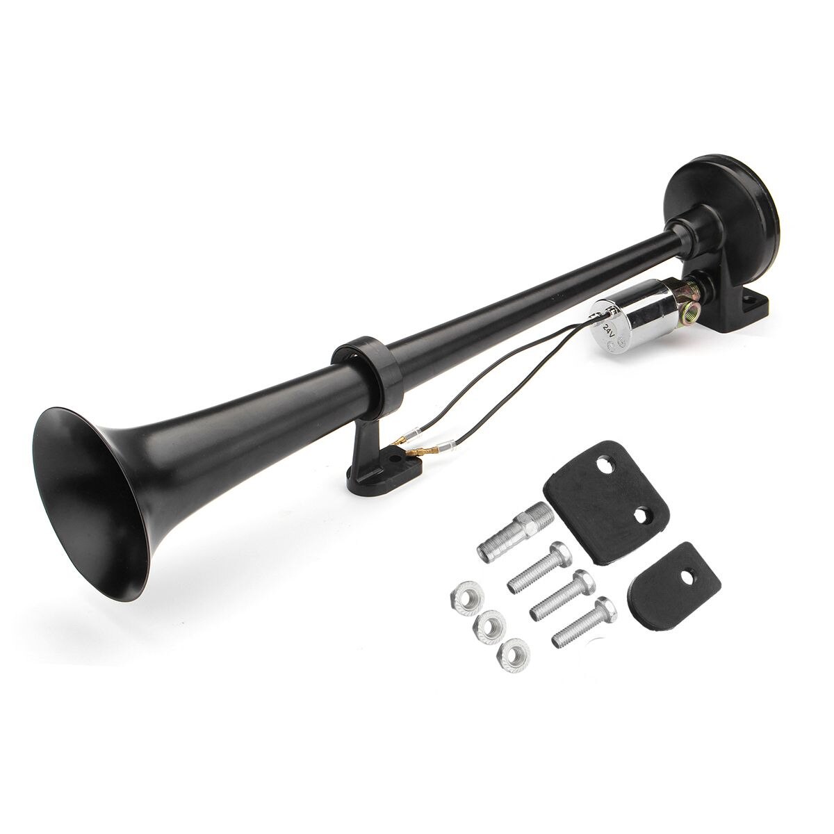 Klaxon à Air de Signal 12-24V 150db, Tube Long unique, noir, klaxon de voiture, Super fort, haut-parleur pour trompette, pour bateaux et trains