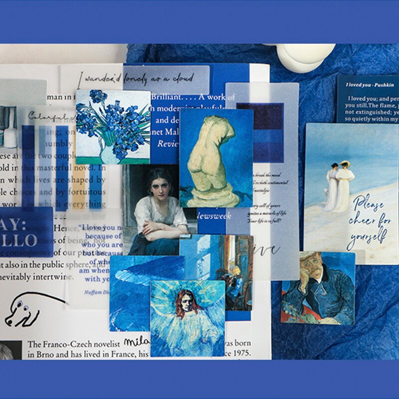 30 pièces/paquet si la série bleue Journal autocollants décoratifs Scrapbooking bâton étiquette Journal papeterie Album autocollants