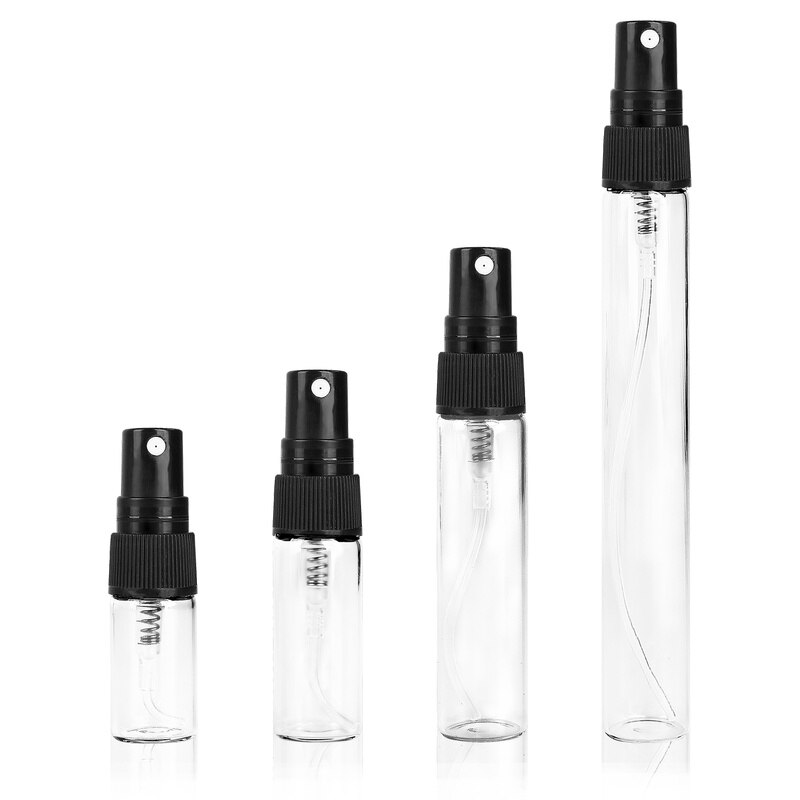 5pcs 2ML 3ML 5ML 10ML Clear Black Glass Spray Bottle Black Perfume Atomizer Cosmetics Sample Test Tube Bottle Thin Glass Vials