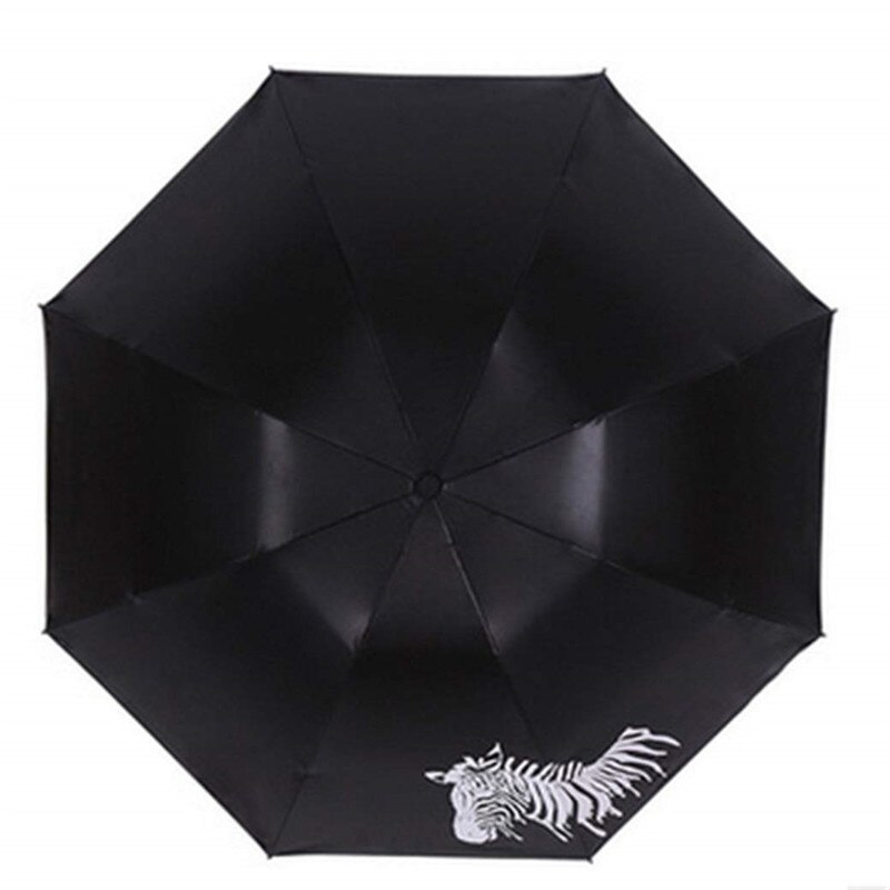 DMBRELLA Color Changing Folding Sunshade Umbrella Zebra Parasol Rain Shade Anti-UV Umbrella Portable Tri-folded Sun Paraguas