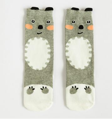Mädchen Socken knie hohe Kinder Baby Nette bär panda druck Baumwolle Socken bein wärmt herbst tuch junge knie socke kleinkind socke: Bear gray
