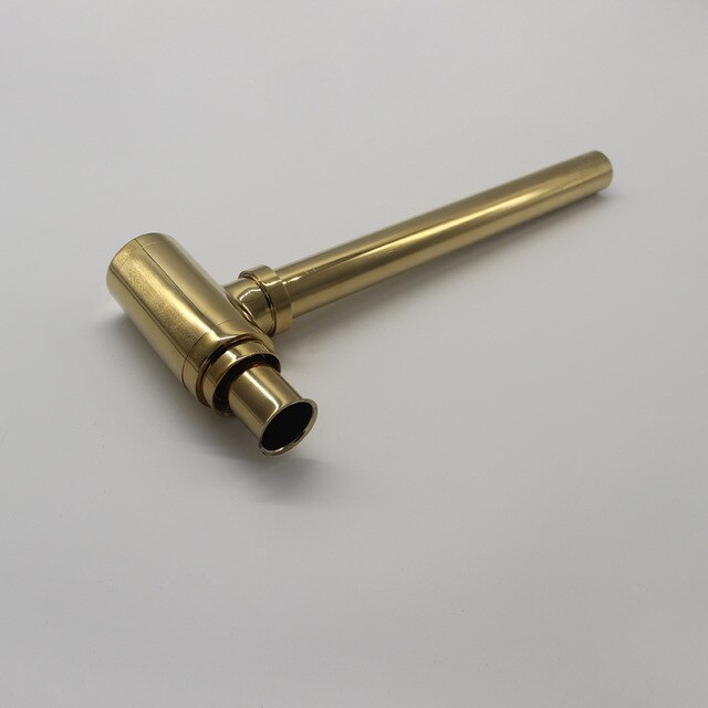Luxury Gold Bottle Trap Brass Round Siphon Brushed Gold P-TRAP Bathroom Vanity Basin Pipe Waste With Pop Up Drain: Gold