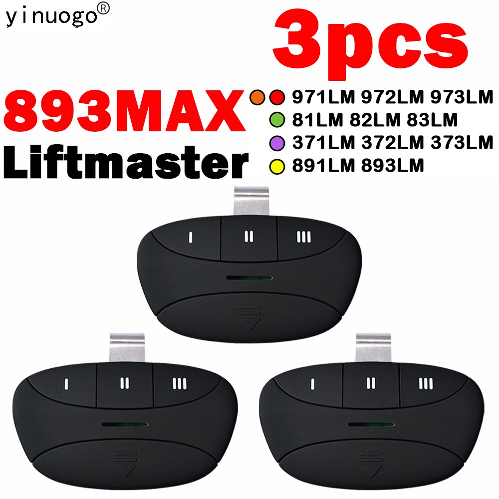 3 Pack Lifmaster Remote Garagedeuropener Liftmaster 373LM 371LM 971LM 973LM 893MAX Liftmaster Chamberlain Afstandsbediening