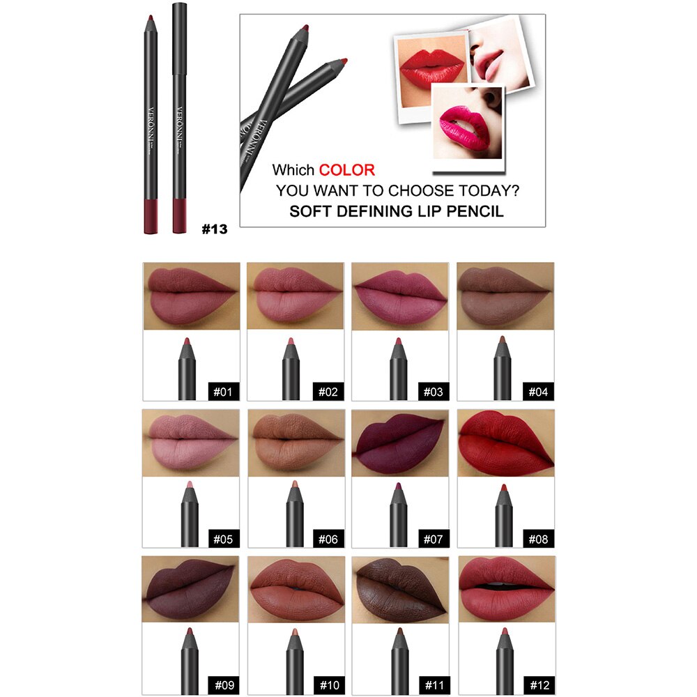 FRESHME Multi-functional Lipliner Pencil Long Lasting Waterproof Lip Cosmetic Makeup Colorful Lip Liner Pens Set