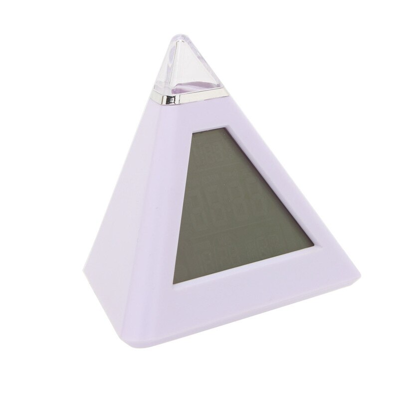 Multi Color LED Color Changing Digital Pyramid Mood Alarm Clock Thermometer Electronic Table Desktop Clocks