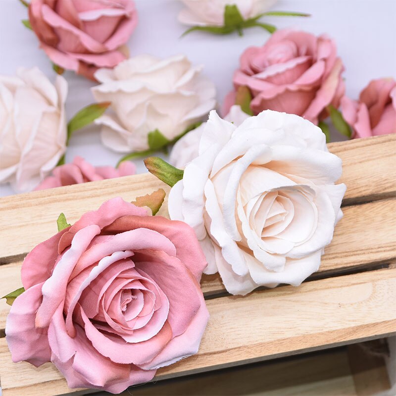 5Pcs 10Cm Silk Rose Flower Head Wedding Party Thuis Kunstmatige Flowr Decoratie Diy Handwerken Krans Scrapbook Supplies