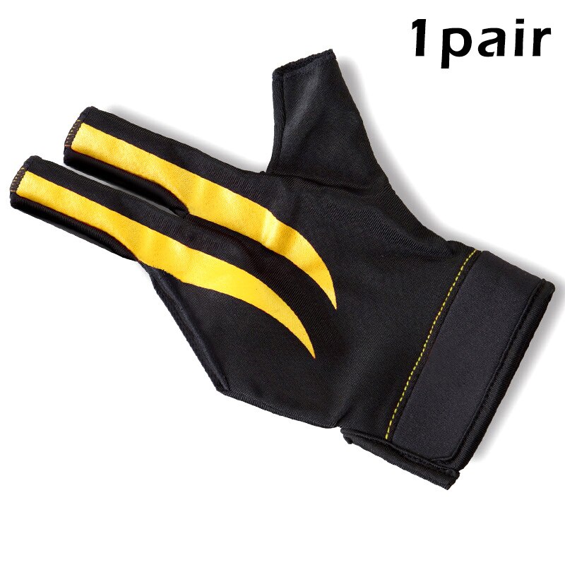 Gants de queue de billard ouverts, 1 paire, 3 doigts, antidérapants, absorbant la sueur, SEC88: YELLOW