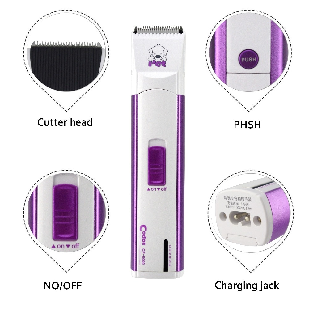 Original Codos CP-5000 Pet Electric Shaver Dog Part Trimmer Rechargeable Dog Face Ears and Foot Clipper With Retail Box
