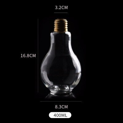 Creativa forma de bombilla de luz para cóctel, zumos, bebidas, botella tubular portátil, bonita copa de vino con personalidad para Bar, Club, en casa: 400ml