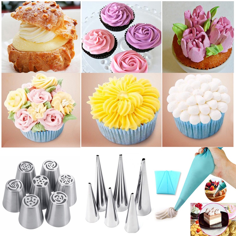 Multi-style keuken bakken taartdecoratie gereedschap siliconen glazuur spuitzak slagroom spuitzak roestvrijstalen spuitmond converter gereedschap