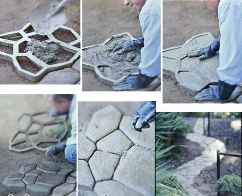 Diy pathmate beton trædesten skimmel med & miljø materiale
