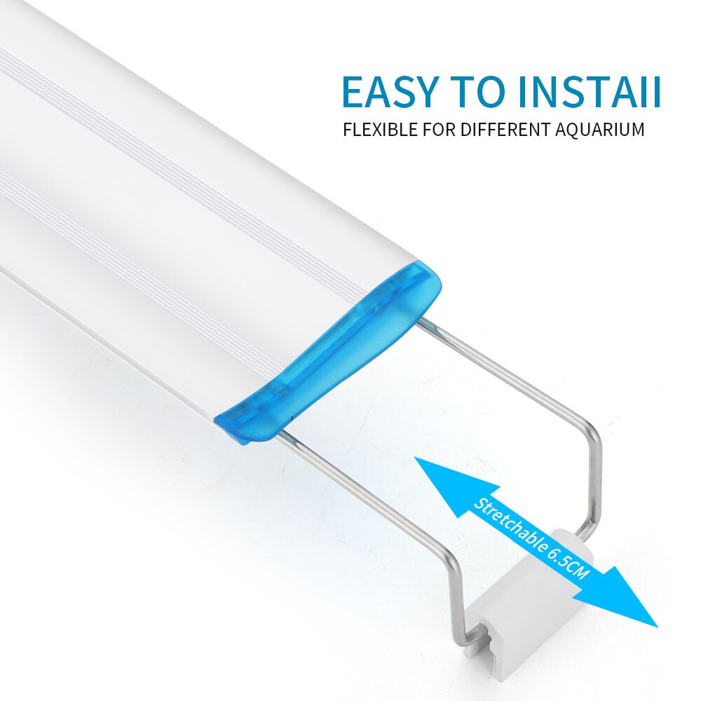 Super Slim LEDs Aquarium Lighting Aquatic Plant Grow Light 18-75CM Extensible Waterproof Bright Clip Blue Lamp Fish Tank 90-260V