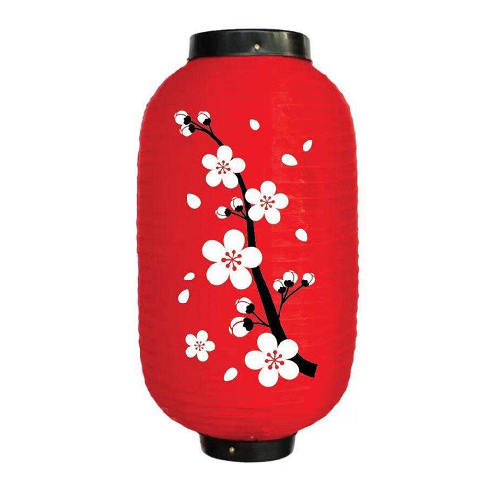 2 st 25cm plommon japansk lykta blomma hängande lykta lampa kinesisk orientalisk långformad tyg lampion kök restaurang inredning