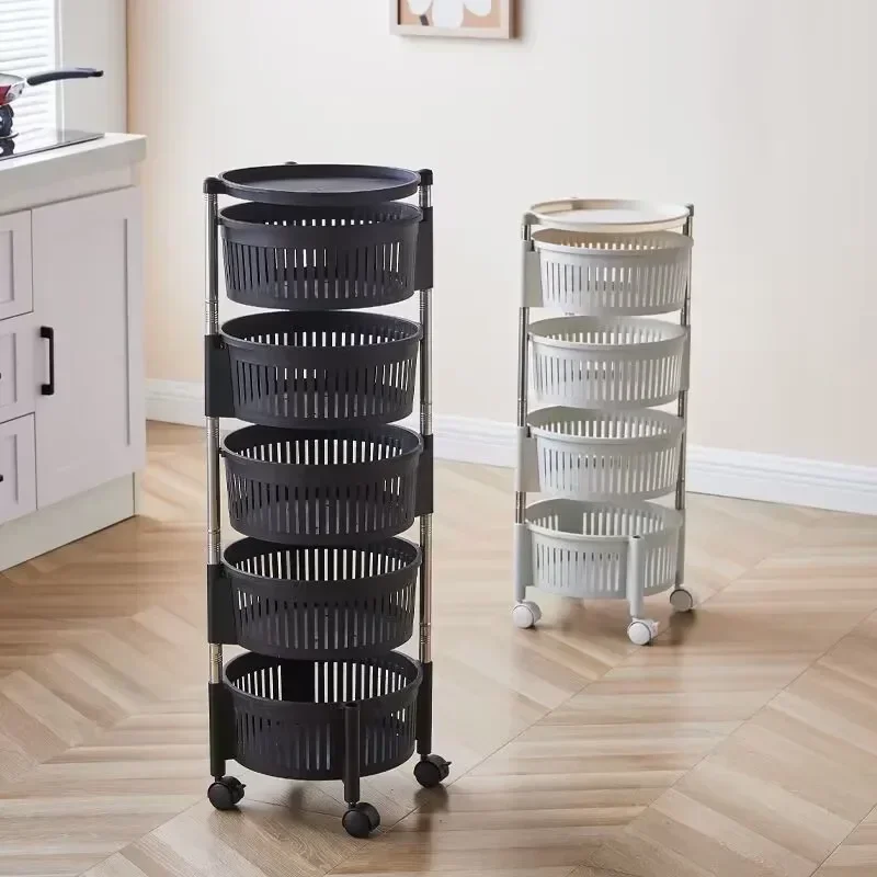 Kitchen Rotating Rack Floor-to-ceiling Household Multi-functional Vegetable and Fruit Corner Rack Multi-layer Vegetable Basket