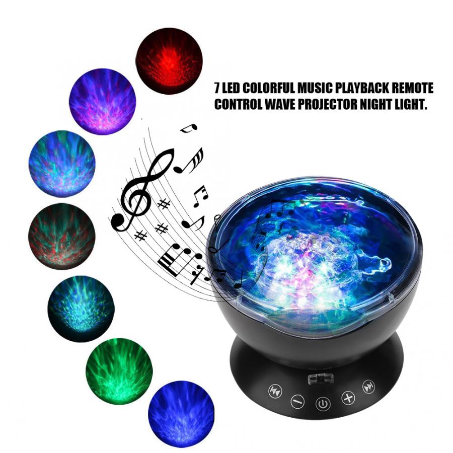 Heimkino Ozean Projektor Gebaut-in der Nacht Lichter Musik Spieler mit 12 LED 7 Farbe Lampe für Telefon PC Heimat Kino