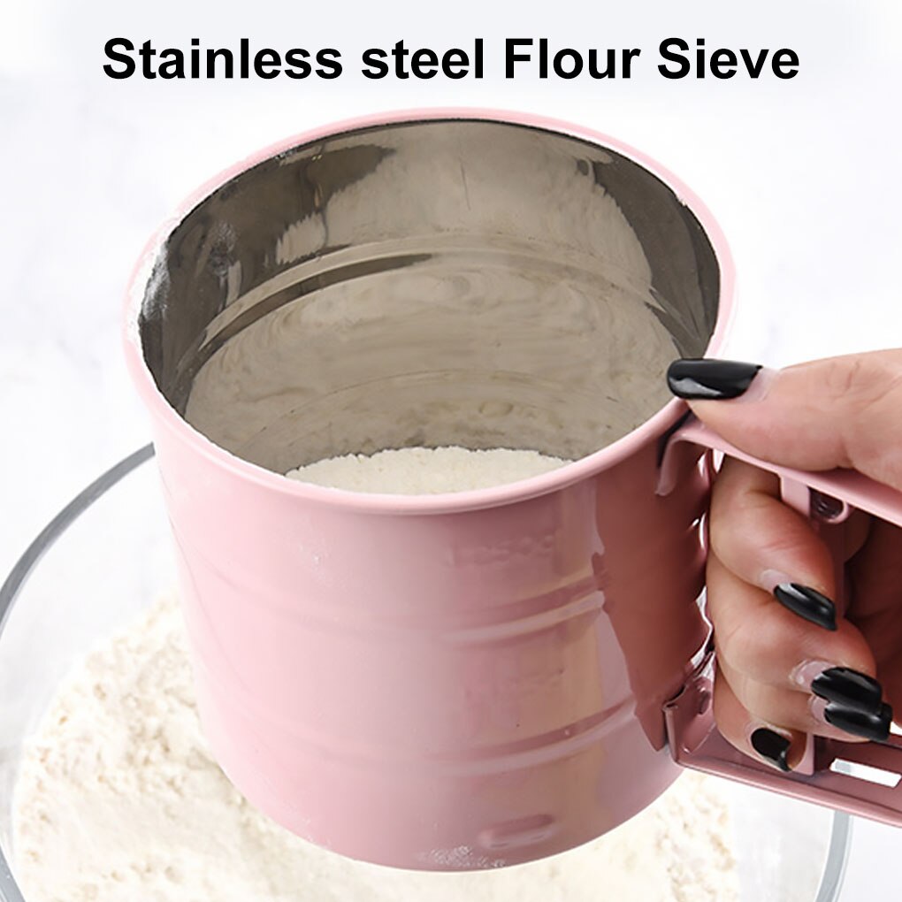 Handheld Meel Zeef Semi Automatische Hand Knijpen Mesh Screen Suiker Zeefje Keuken Bakken Tool
