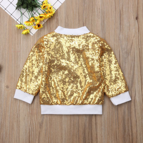 Coole peuter kinderen baby meisjes pailletten glitter rits jas bovenkleding warme jassen tops kleding