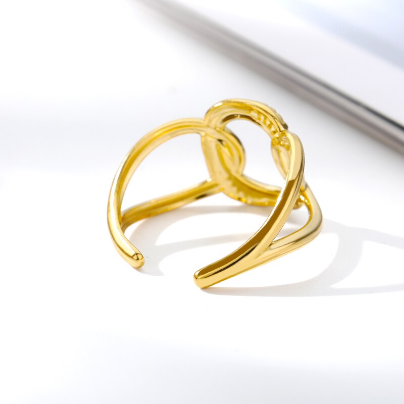 Koreanische kreuzkettenringe für damen, edelstahl, Gold- und silberfarben, verstellbar, partyschmuck, anillos