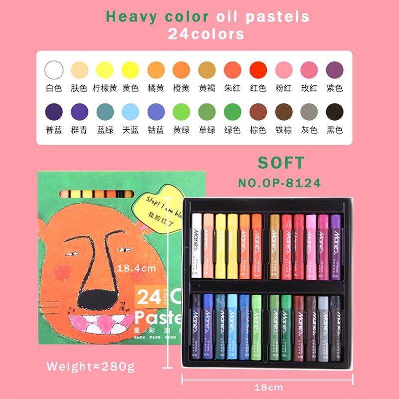 Marie &#39;S Water Oplosbare Zware Kleur Olie Pastel/Krijt/Stok 12/24/36 Kleuren Veilig Macaron/Morandi art Soft/Hard Graffiti Olie Pastel: OP-8124-24colors
