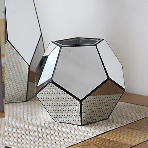 Geometrisk spegel skarv glas vas modernt hem vardagsrum skrivbord blomma arrangemang tillbehör dekorativa prydnader: 9 x 16.2 x 14cm