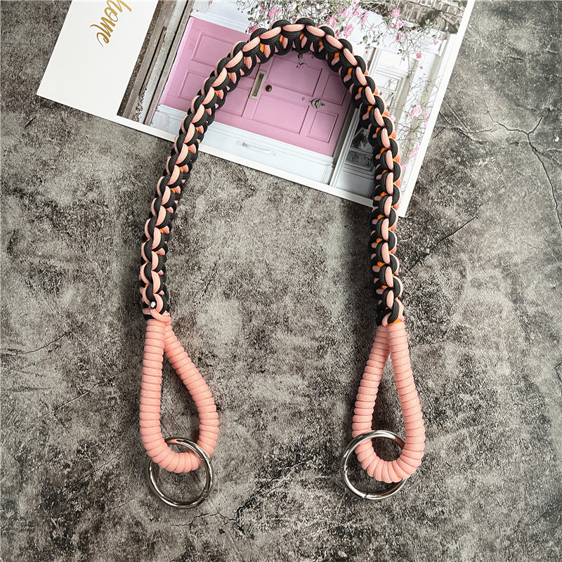Bolso de hombro para teléfono móvil, cordón trenzado, correa de mano ancha, accesorios para bolso de contraste, cordones Premium, cuerda Universal: Rosa