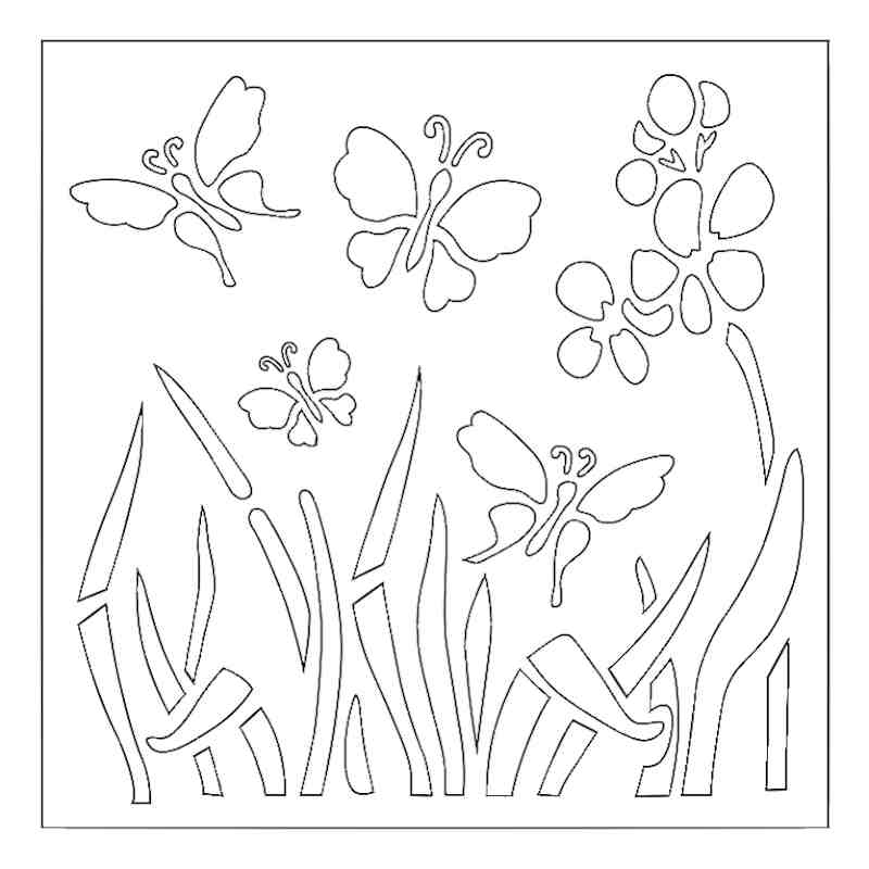 Pochoir en plastique fleurs papillon paysage | Paysage de campagne, bricolage, Scrapbooking, gaufrage de cartes en papier, modèles d&#39;artisanat, nouveauté: picture 1