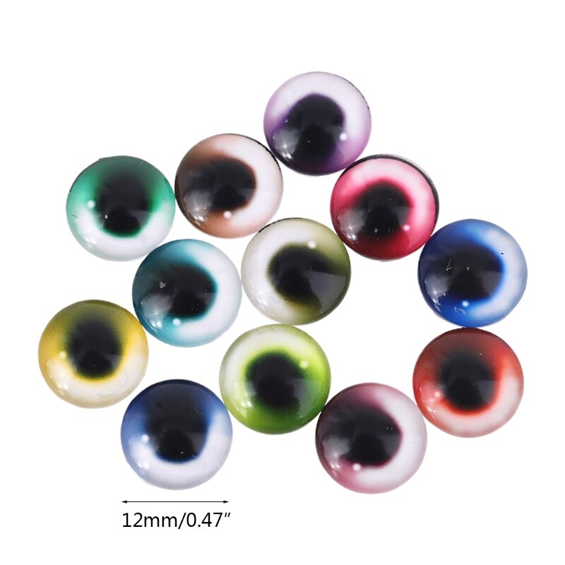 20 sztuk szklane lalki oko DIY rzemiosło gałki oczne dla zwierząt dinozaurów oczy akcesoria B2QD: 5AC105207 12mm