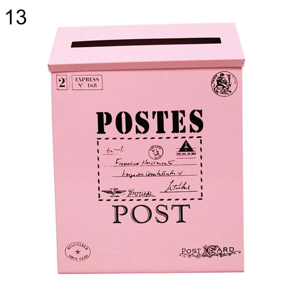 Retro Metal Wall Mounted Mailbox Bucket Newspaper Letter Box Post Garden Decor Flag Room Decor Home Accessories Caixa De Correio: MULTI