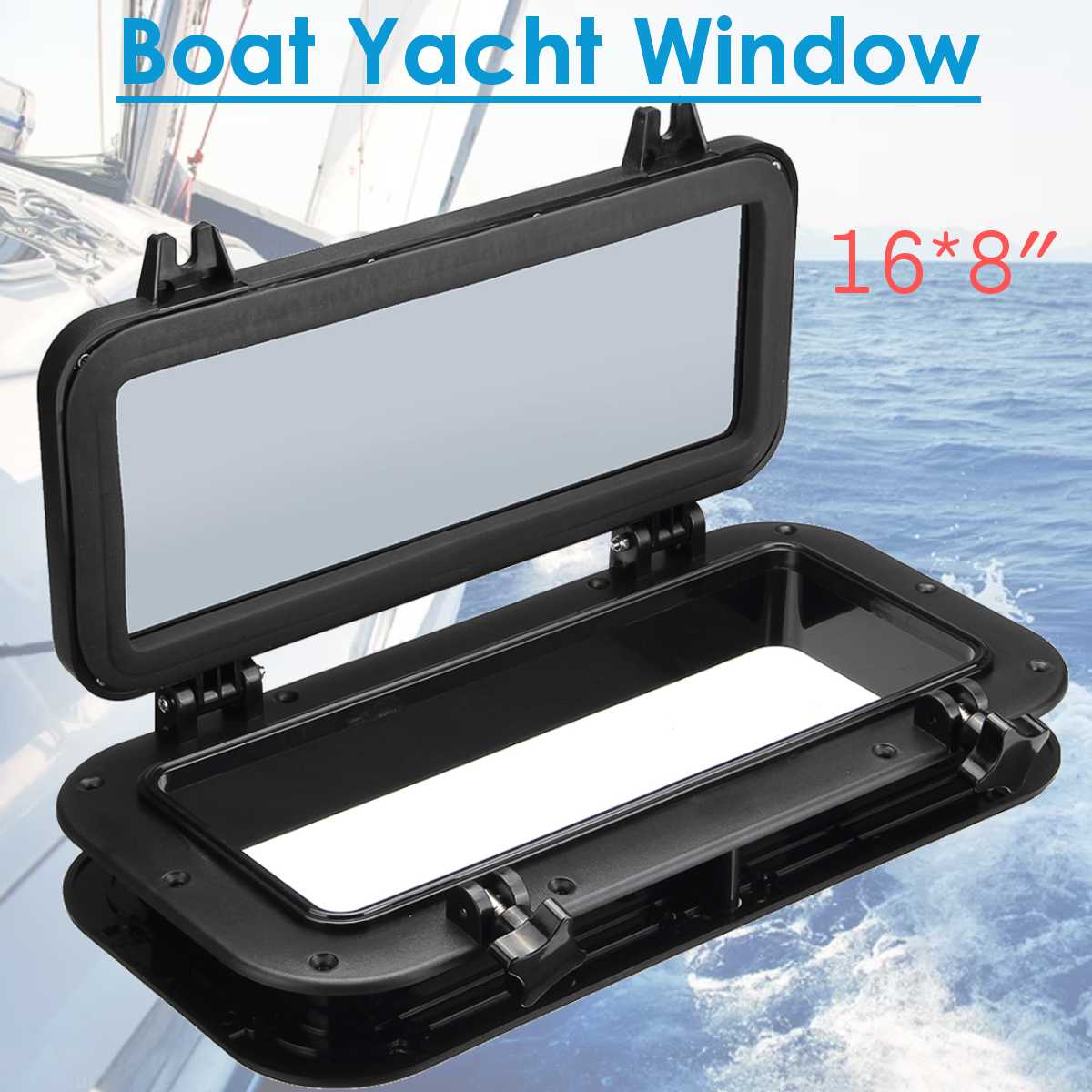 40x20cm Black Boat Ship Yacht Car Replacement Porthole Rectangular Waterproof Rubber Seal Skylight Cover RV Window Parts