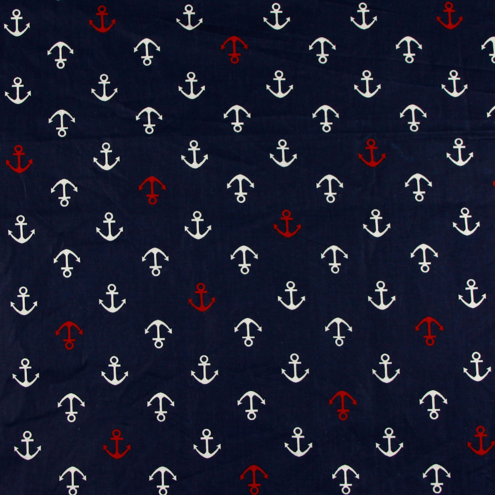 Ropa de cama de 160cm x 50cm con estampado marinero y azul marino, tela de algodón estampada, manualidades DIY, Sábana hecha a mano, tela para colcha