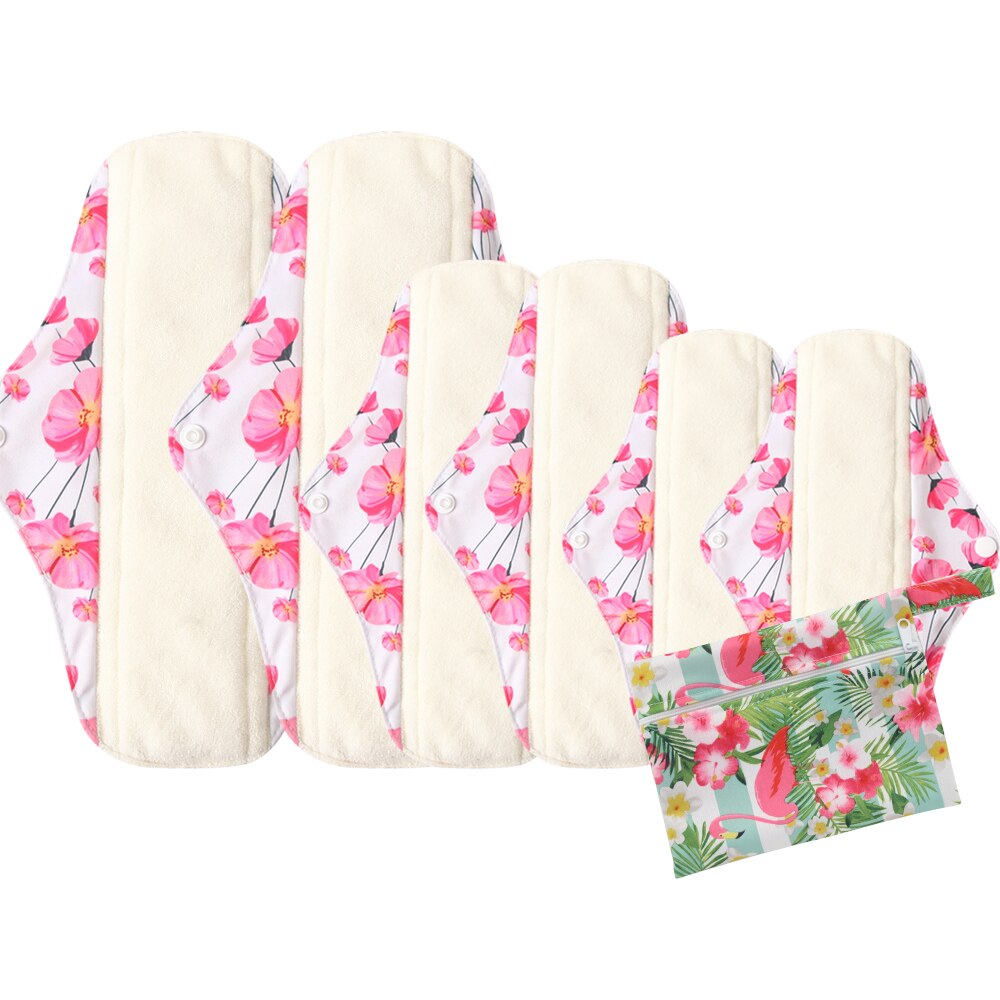 Genanvendelige bind bambus kul hygiejnebind mama menstruations bomuldsbind vaskbare trusseindlæg 2 stk l  +2 stk m  +2 stk s +1 pose: 12
