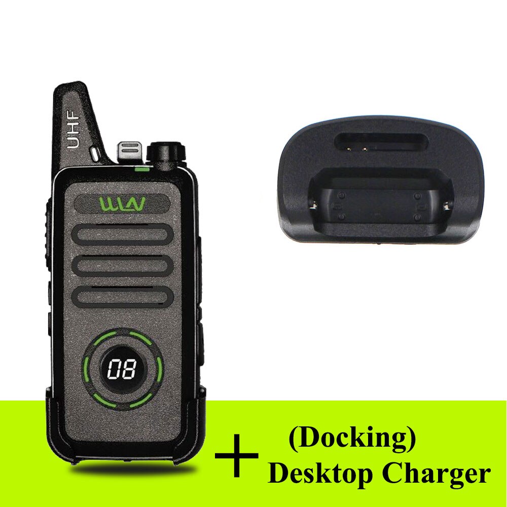 WLN – Mini talkie-walkie UHF 400-470 MHz, 5W avec 16 canaux, Radio bidirectionnelle, vision améliorée pour KDC1plus: Black with charger