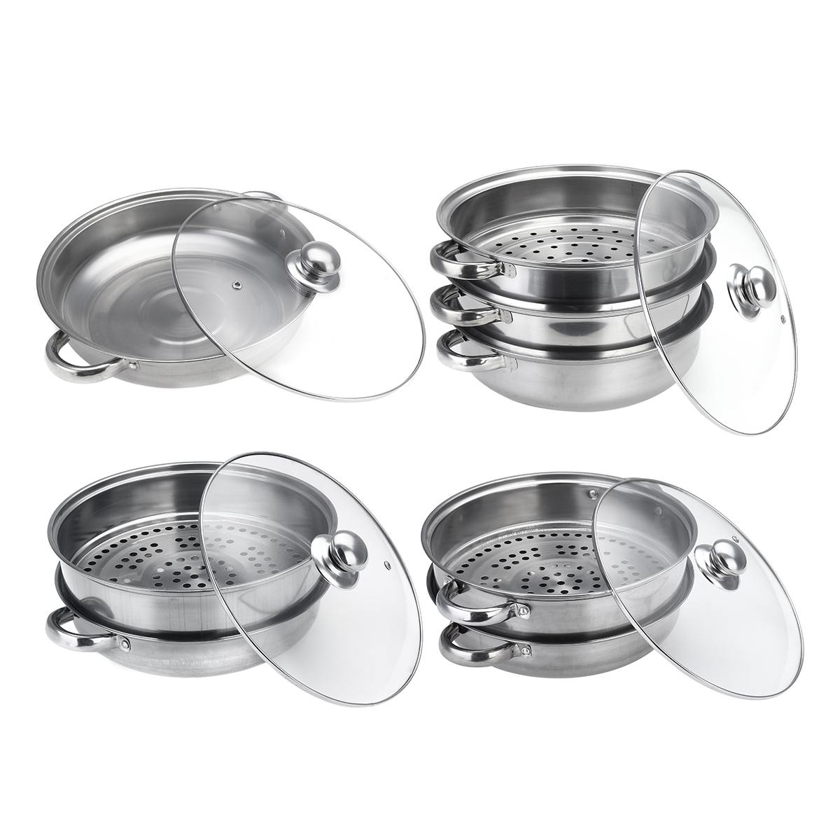 3 Layer Stainless Steel Pots Stockpot Hotpot Induction Steaming Food Steamer Pan Cookware Household Cooking Pot Steamer Cooker