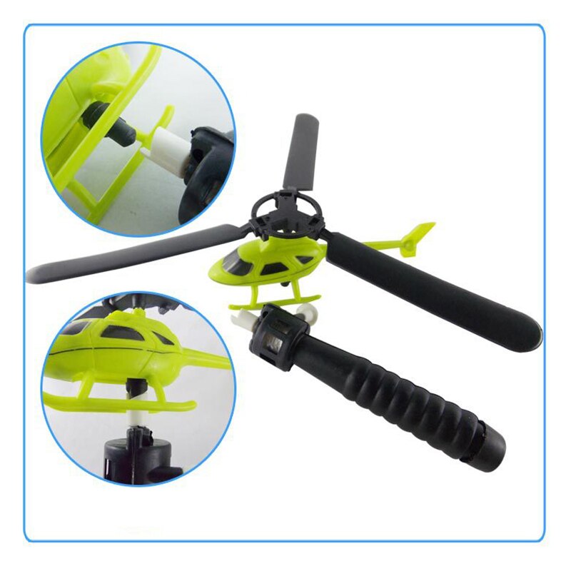 Drawstring Helicopter Mini Toy Helicopter Flying Children Outdoor Games Kids Launching Gliders Pulling Small Planes