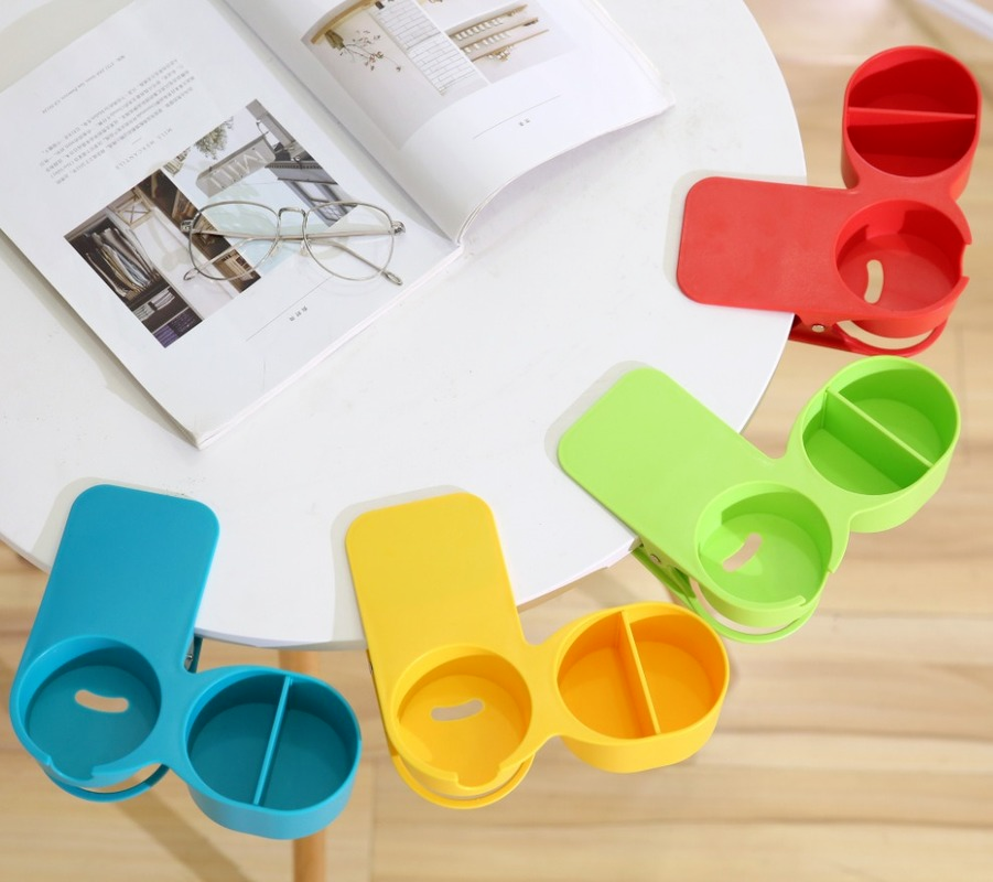 Estante de almacenamiento para oficina, Soporte para vasos, Clip para mesa, escritorio, organizador de botellas, Clips para mesa, Soporte para vasos y bebidas