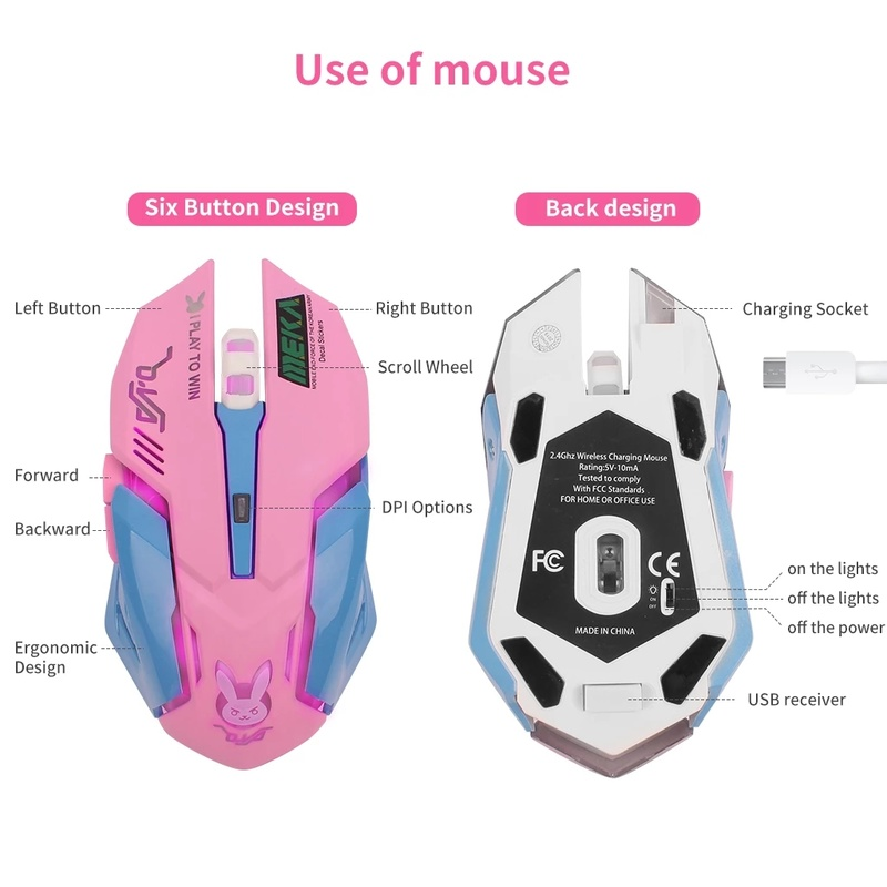 2.4Ghz Wired Gaming Muis Roze Computer Professionele E-Sport Muis 2400 Dpi Kleurrijke Backlit Stille Muis Voor Data laptop Pc