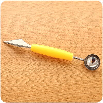 Carving Stainless Steel Melon Ice Cream Baller Double Ended Carving Scoop Sculpture Fruit Knife Spoon Tool Kitchen Sculpture: Yellow