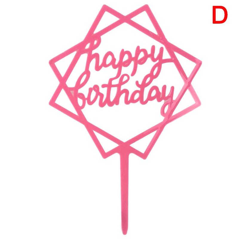 1pc glitter feliz aniversário bolo topper acrílico carta preto cor de ouro bolo topo bandeira decoração crianças aniversário festa de casamento suprimentos: D
