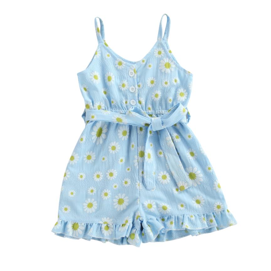 Combinaison sans manches pour petites filles, motif Floral, tenue d'été élégante