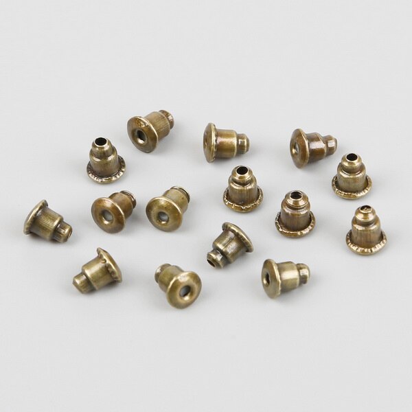 50-100pcs Jewelry Findings Metal Accessories Beads DIY Ear Plugs Post Nuts Clear Soft Silicone Rubber Earring Backs Plug Cap: 5x6mm brass 50Pcs