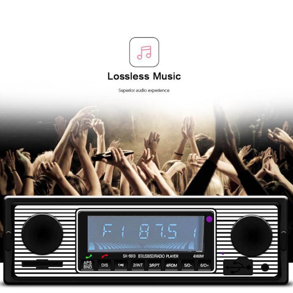 Reproductor de MP3 para coche Compatible con Bluetooth, Radio automática, Reproductor Multimedia Inalámbrico AUX USB FM 12V, reproductor de Audio estéreo clásico para coche