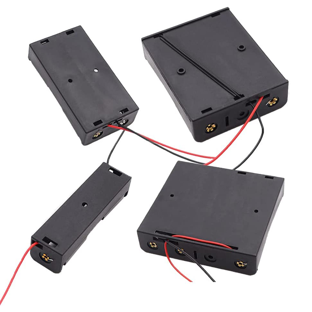 Caja porta baterías 18650, 1 ranura, caja de almacenamiento de batería de 3,7 V, contenedor de plástico de 1/2/3/4 celdas con conexión de cables negros y rojos, 3 uds.