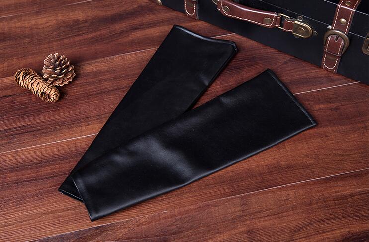 Leather cuff gloves female long section thin section pu leather ladies thick warm arm sleeves: long  40cm