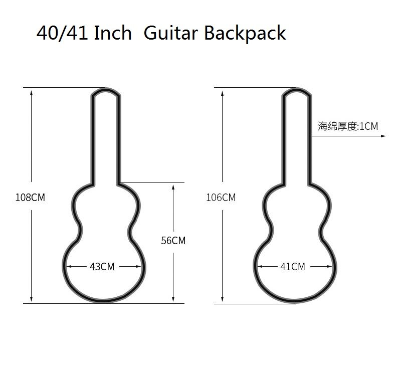 40/41Inch Acoustic Guitar Backpack Double Straps Padded Guitar Soft Case Gig Bag Backpack Portable Carry Case Acoustic Guitar