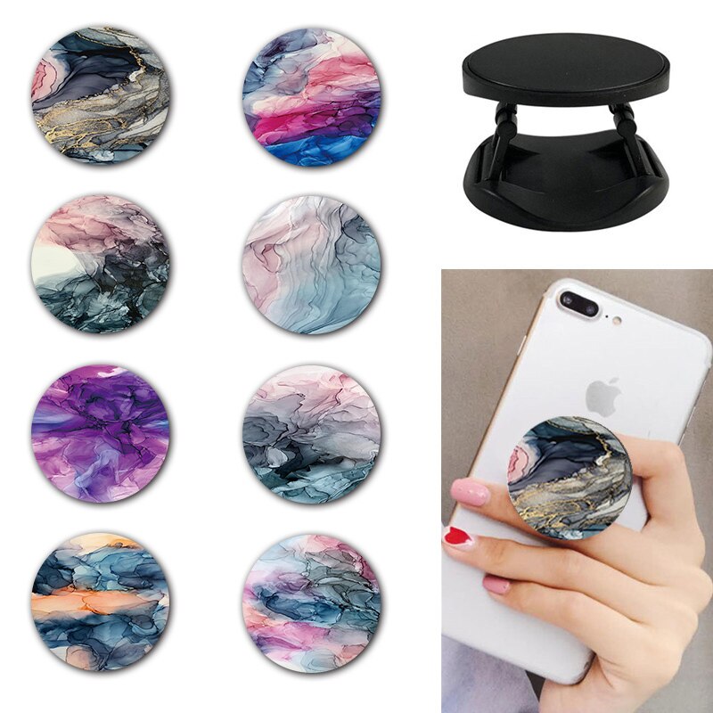 Soporte para teléfono móvil Xiaomi Redmi, accesorio Flexible de pintura con tinta de mármol degradado, agarre para anillo de dedo