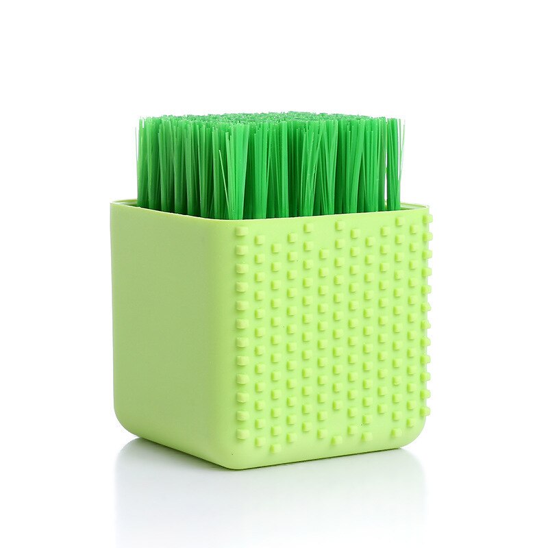 Multifunction Silicone Cleaning Brush Soft Hair Laundry Shoes Cleaner Underwear Clothes Dual Purpose Brush Home Cleaning Tools: Green Color