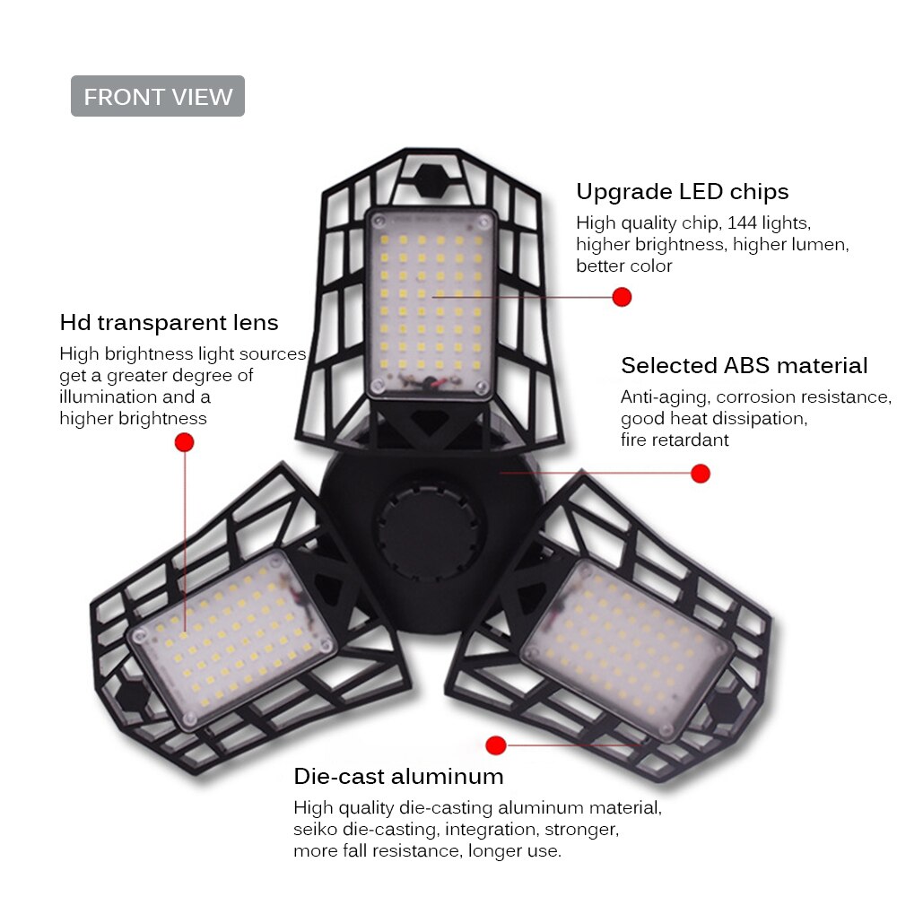 E27 Led Garage Plafond Verlichting Waterdichte 60W Led Trilights Vervorming Hoge Bay Verlichting Industriële Lamp Workshop Licht