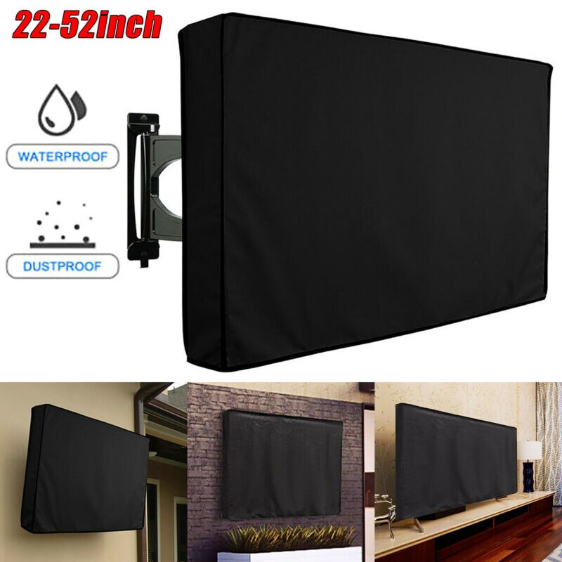 Patio Outdoor TV Screen Dustproof Waterproof Cover Sets Black Television Material Protector Polyester TV 22'' To 52'' Inch