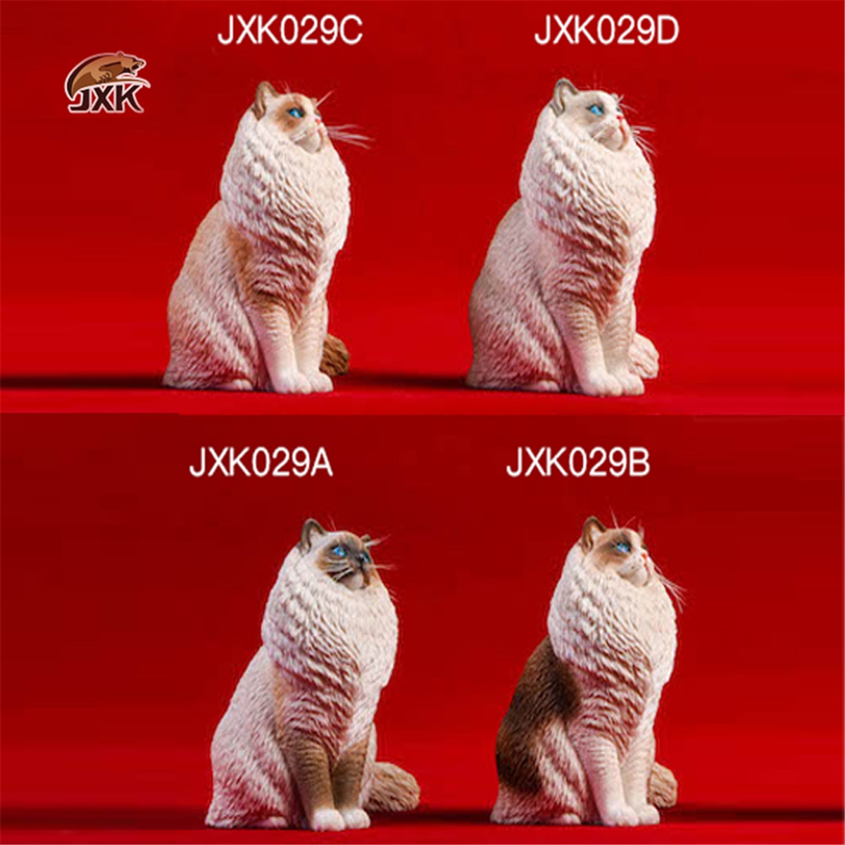 JXK 1:6 Scale Ragdoll Figure Cute Cat Pet Healing Figure Felidae Animal Collector Toy Resin Desktop Decoration